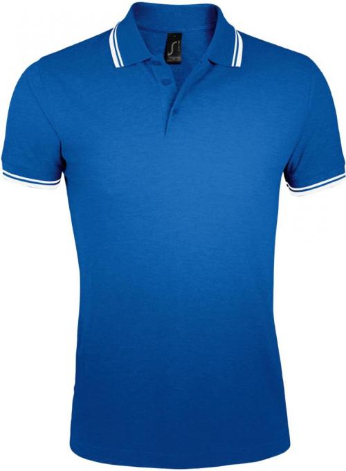 Рубашка поло мужская Pasadena Men 200 с контрастной отделкой ярко-синяя с белым, размер XL