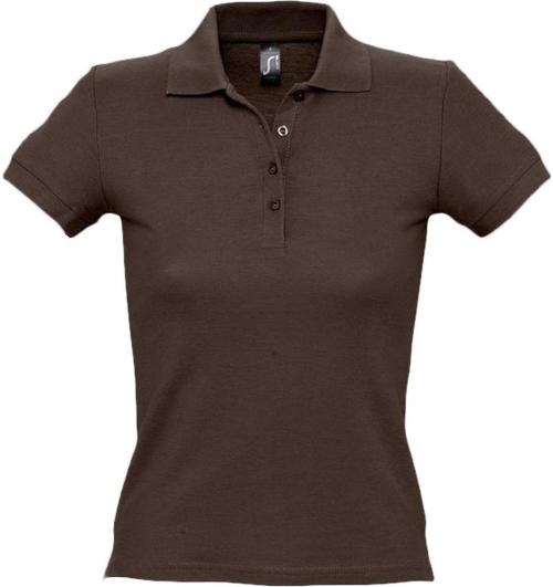 Рубашка поло женская People 210 шоколадно-коричневая, размер XXL