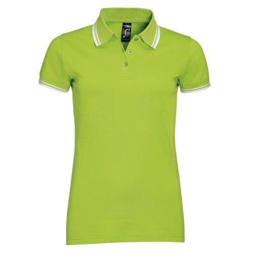 Рубашка поло женская Pasadena Women 200 с контрастной отделкой, зеленый лайм/белый, размер S