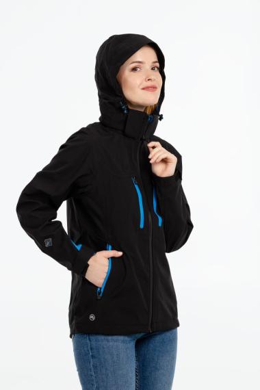 Куртка софтшелл женская Patrol черная с синим, размер XS