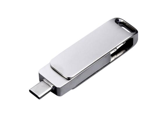 USB 2.0-флешка на 64 Гб с поворотным механизмом и дополнительным разъемом Micro USB