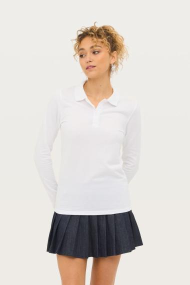 Рубашка поло женская с длинным рукавом Perfect LSL Women белая, размер XL