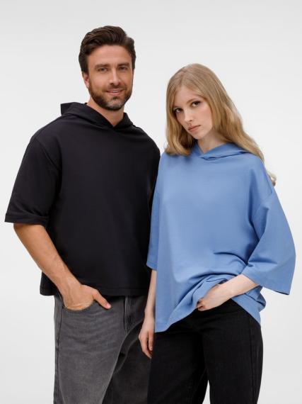Футболка оверсай унисекс с капюшоном Neofit, синяя, размер XL/XXL