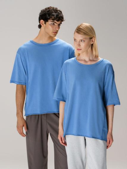 Футболка оверсайз унисекс Vozduh, синяя, размер XS/S