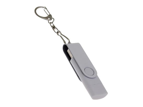 USB 2.0- флешка на 16 Гб с поворотным механизмом и дополнительным разъемом Type-C