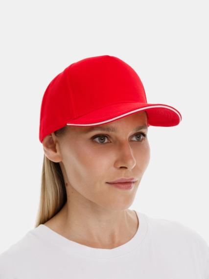 Бейсболка Classic 2.0, красная с белым кантом