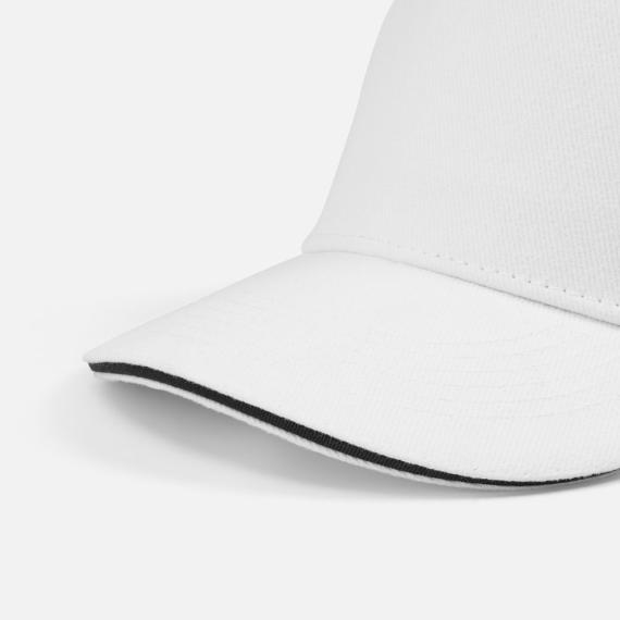 Бейсболка Classic 2.0, белая с темно-синим кантом