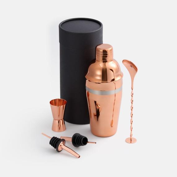 Набор для приготовления коктейлей Pourpour, медный с серебристой линией