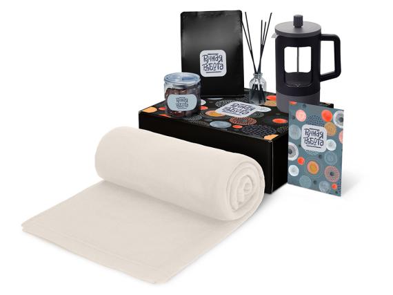 Подарочный набор «Re:y. Vive» с пледом, френч-прессом и кофе