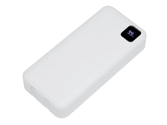 Внешний аккумулятор со встроенными кабелями «Фрэйм Про», быстрая зарядка, 20000мач