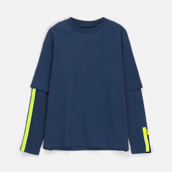 Футболка оверсайз с двойным рукавом Kosmos, темно-синяя, размер M/L