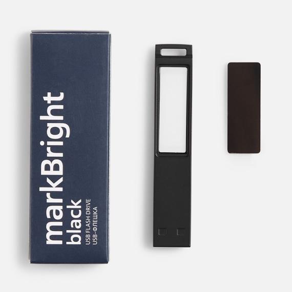 Флешка markBright Black с зеленой подсветкой, 32 Гб