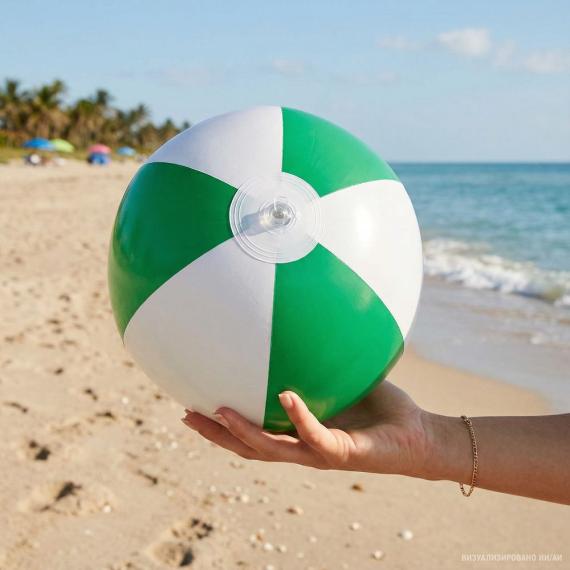 Надувной пляжный мяч Cruise, зеленый с белым