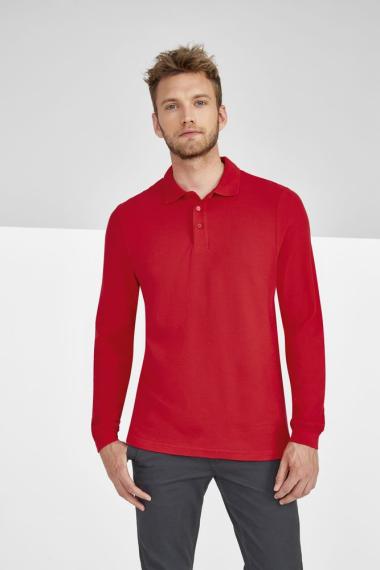 Рубашка поло мужская с длинным рукавом Winter II 210 бордовая, размер L