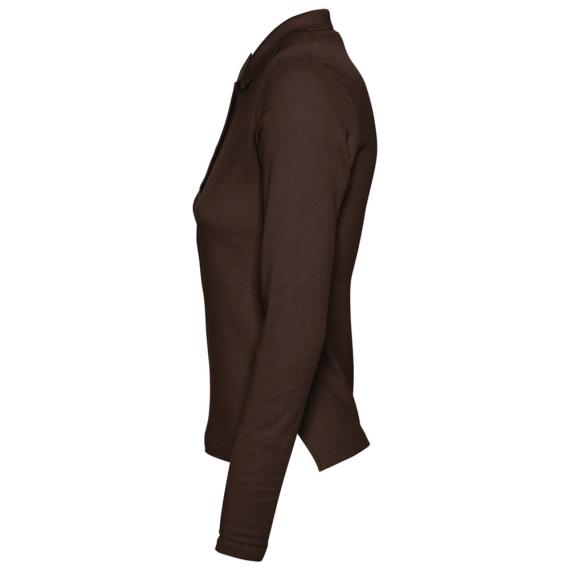 Рубашка поло женская с длинным рукавом Podium 210 шоколадно-коричневая, размер L