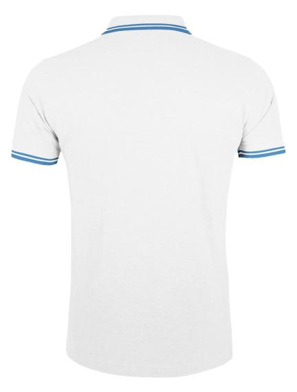 Рубашка поло мужская Pasadena Men 200 с контрастной отделкой белая с голубым, размер M